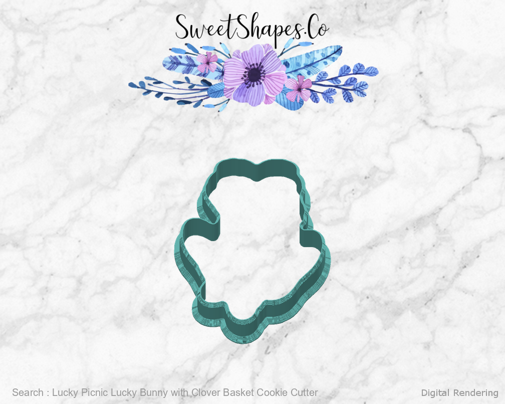 Lucky Picnic Lucky Bunny with Clover Basket Cookie Cutter — back view