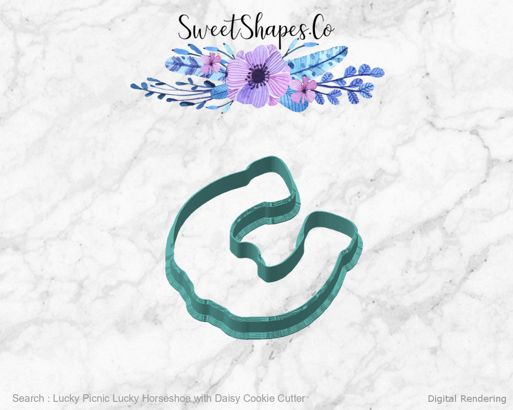 Lucky Picnic Lucky Horseshoe with Daisy Cookie Cutter — angled front view