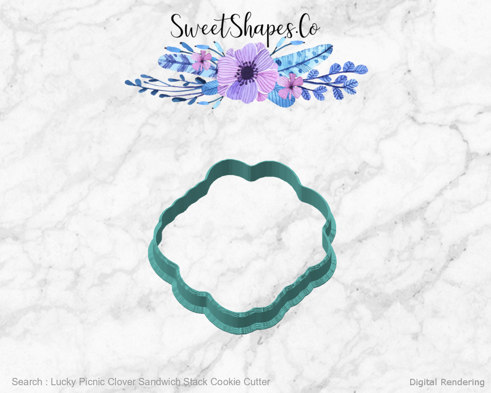 Lucky Picnic Clover Sandwich Stack Cookie Cutter — angled front view