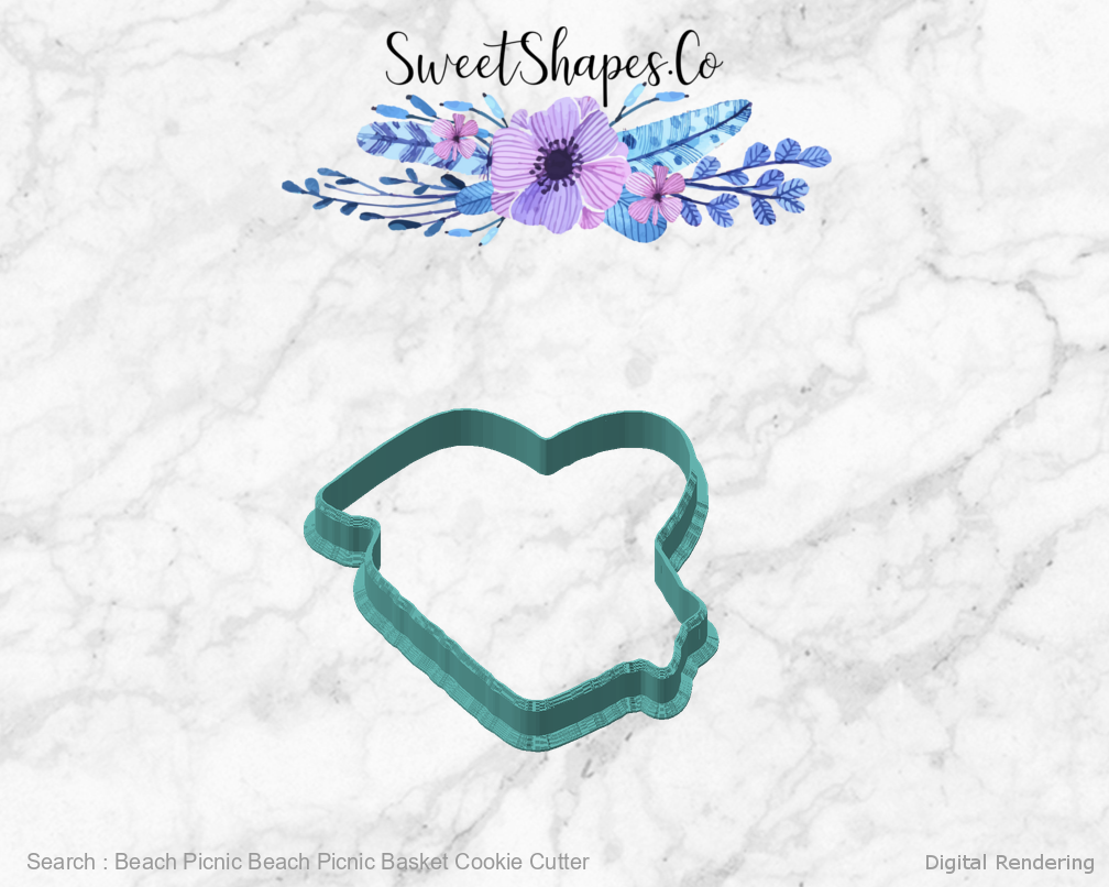 Beach Picnic Beach Picnic Basket Cookie Cutter — angled front view