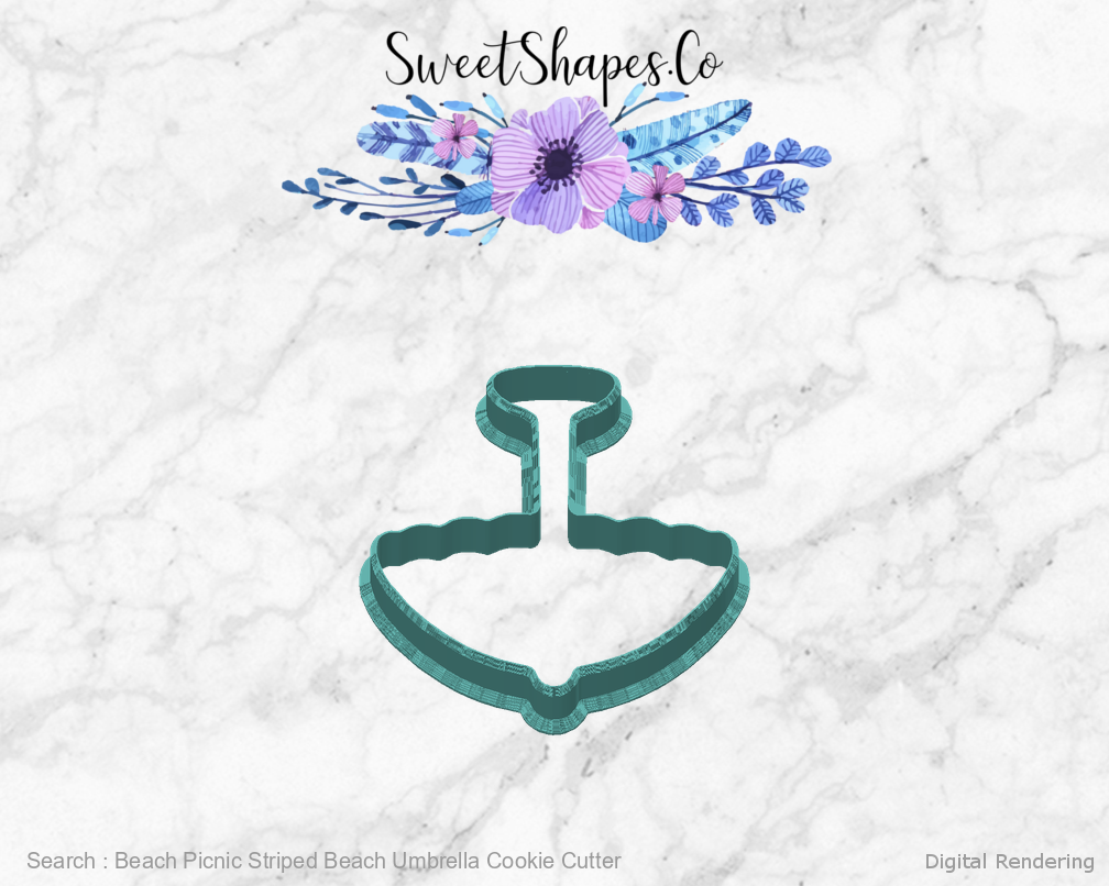 Beach Picnic Striped Beach Umbrella Cookie Cutter — back view