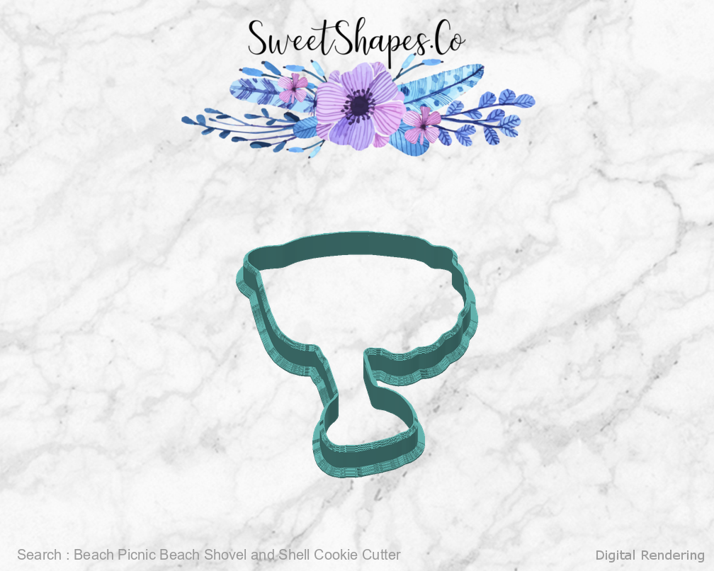 Beach Picnic Beach Shovel and Shell Cookie Cutter — back view