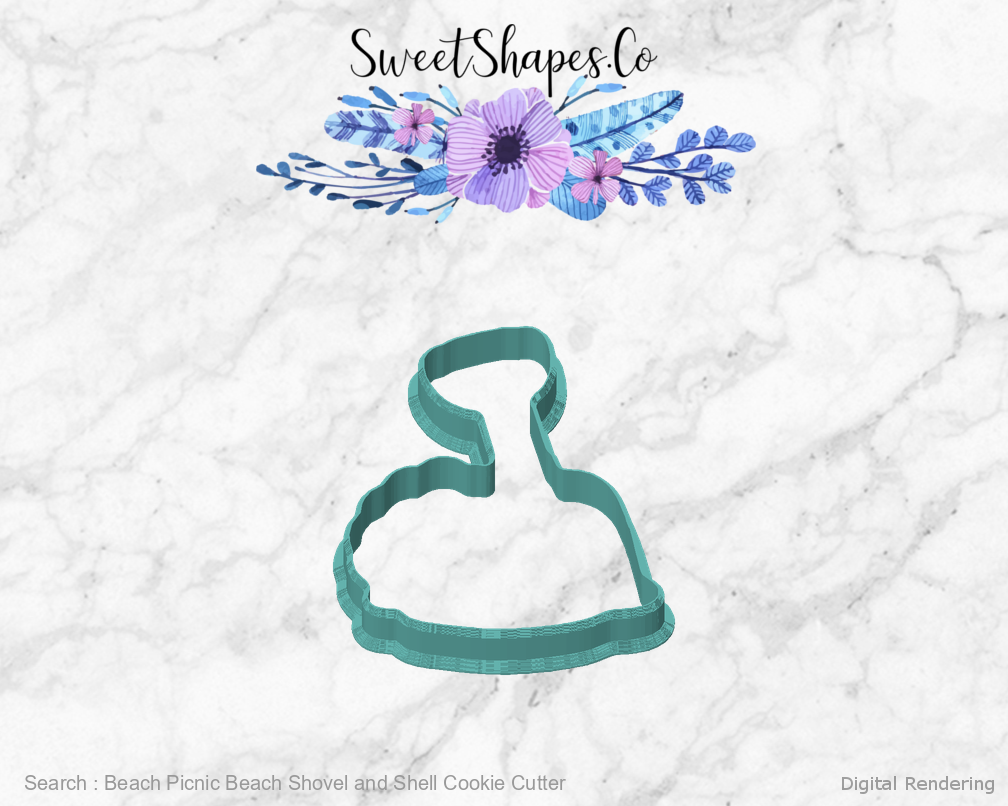 Beach Picnic Beach Shovel and Shell Cookie Cutter — front view