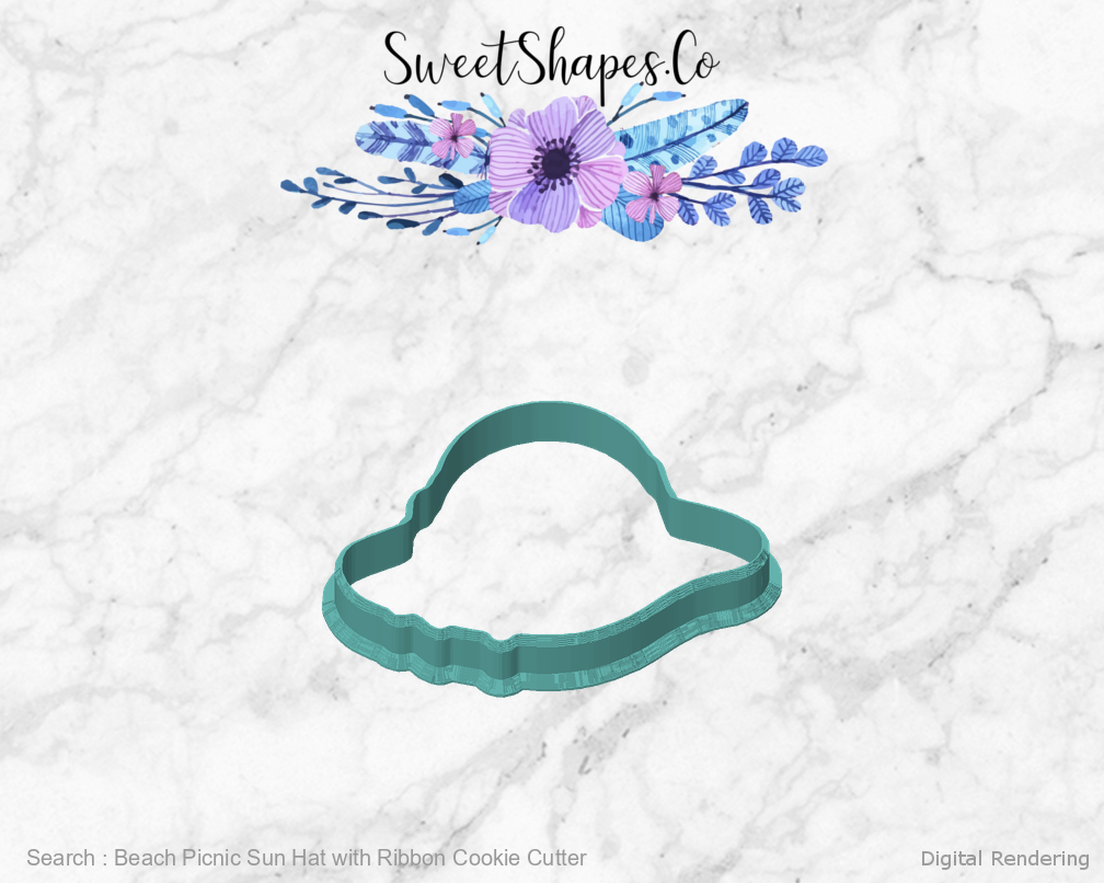 Beach Picnic Sun Hat with Ribbon Cookie Cutter — front view
