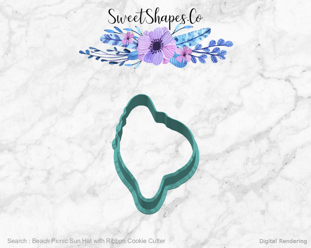 Beach Picnic Sun Hat with Ribbon Cookie Cutter — right view