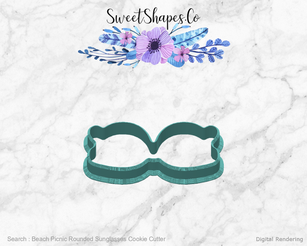 Beach Picnic Rounded Sunglasses Cookie Cutter — back view