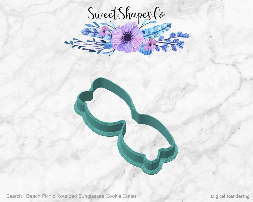 Beach Picnic Rounded Sunglasses Cookie Cutter — angled front view