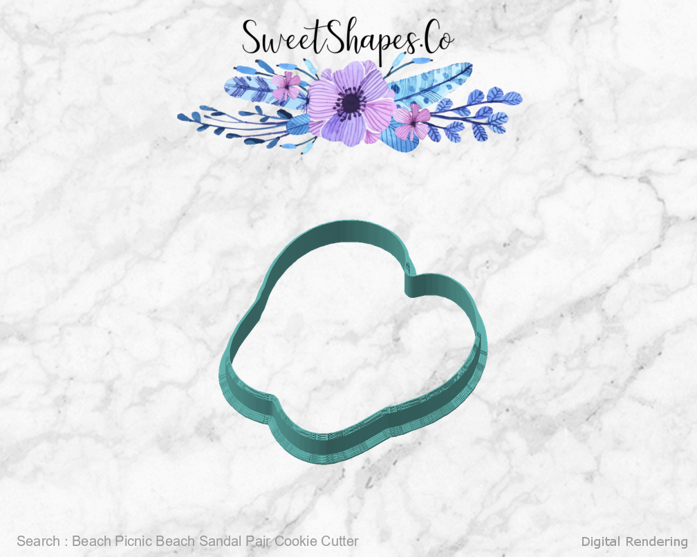 Beach Picnic Beach Sandal Pair Cookie Cutter — angled front view
