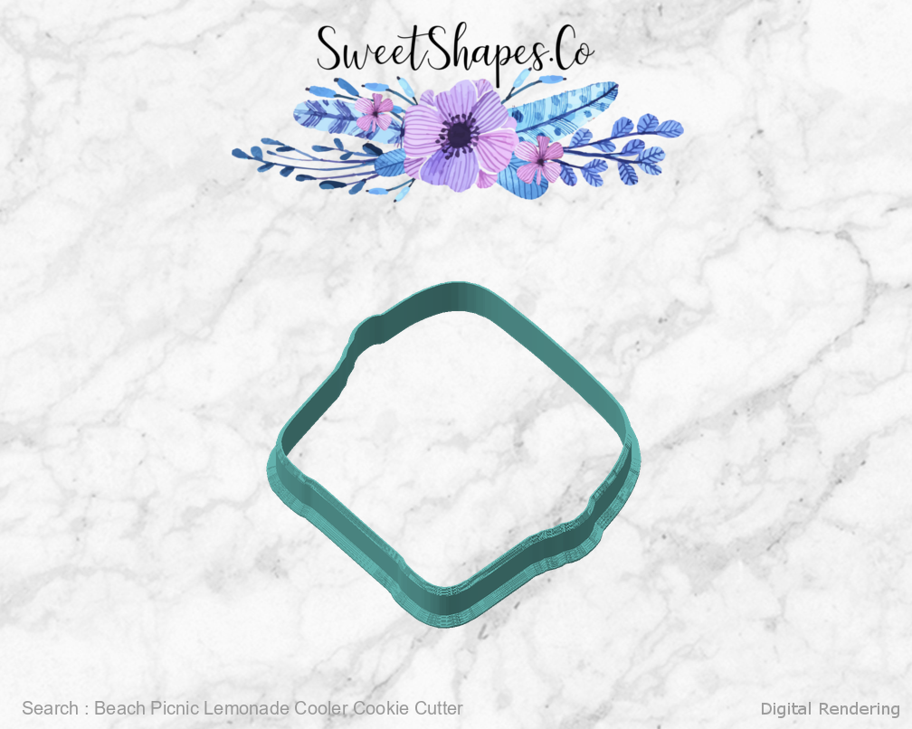 Beach Picnic Lemonade Cooler Cookie Cutter — angled front view
