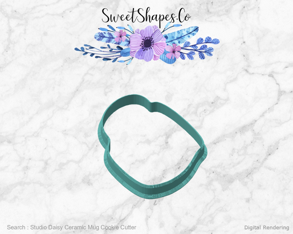 Studio Daisy Ceramic Mug Cookie Cutter — angled front view