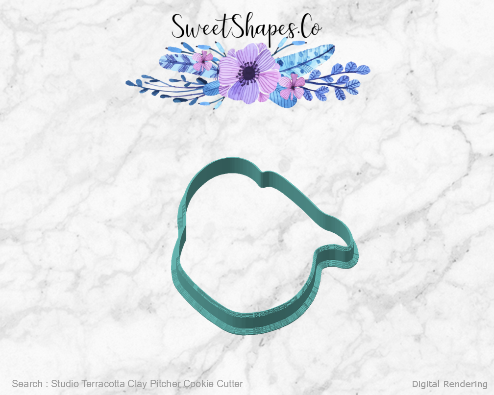 Studio Terracotta Clay Pitcher Cookie Cutter — angled front view