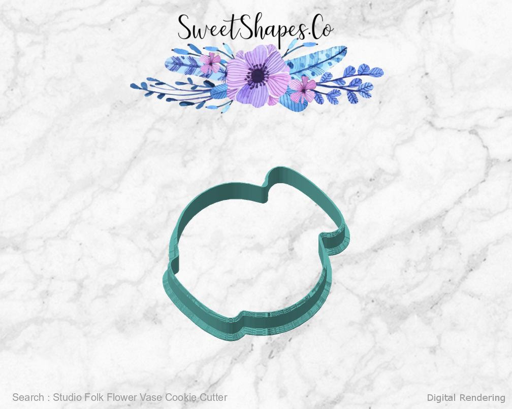 Studio Folk Flower Vase Cookie Cutter — angled front view