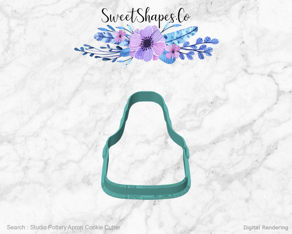 Studio Pottery Apron Cookie Cutter — front view