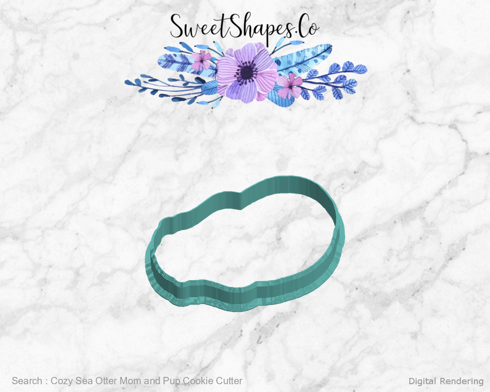 Cozy Sea Otter Mom and Pup Cookie Cutter — left view