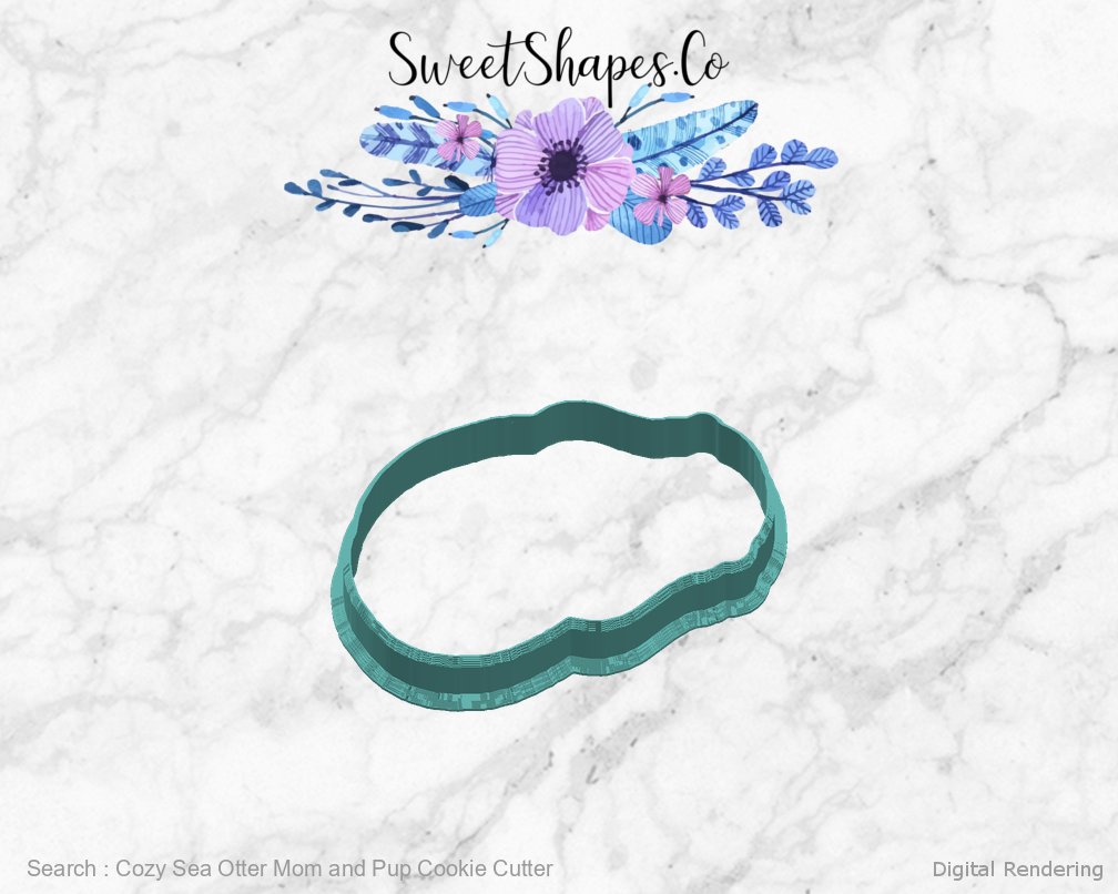 Cozy Sea Otter Mom and Pup Cookie Cutter — right view