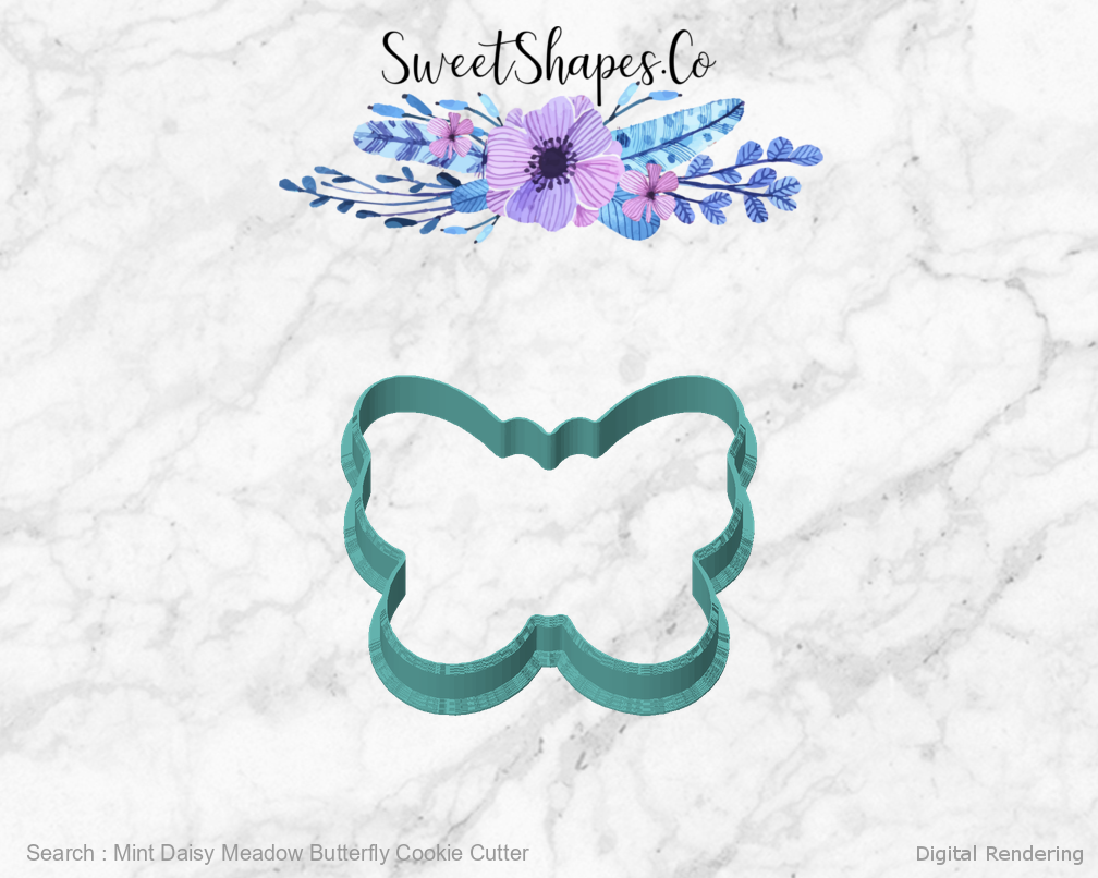 Mint Daisy Meadow Butterfly Cookie Cutter — front view
