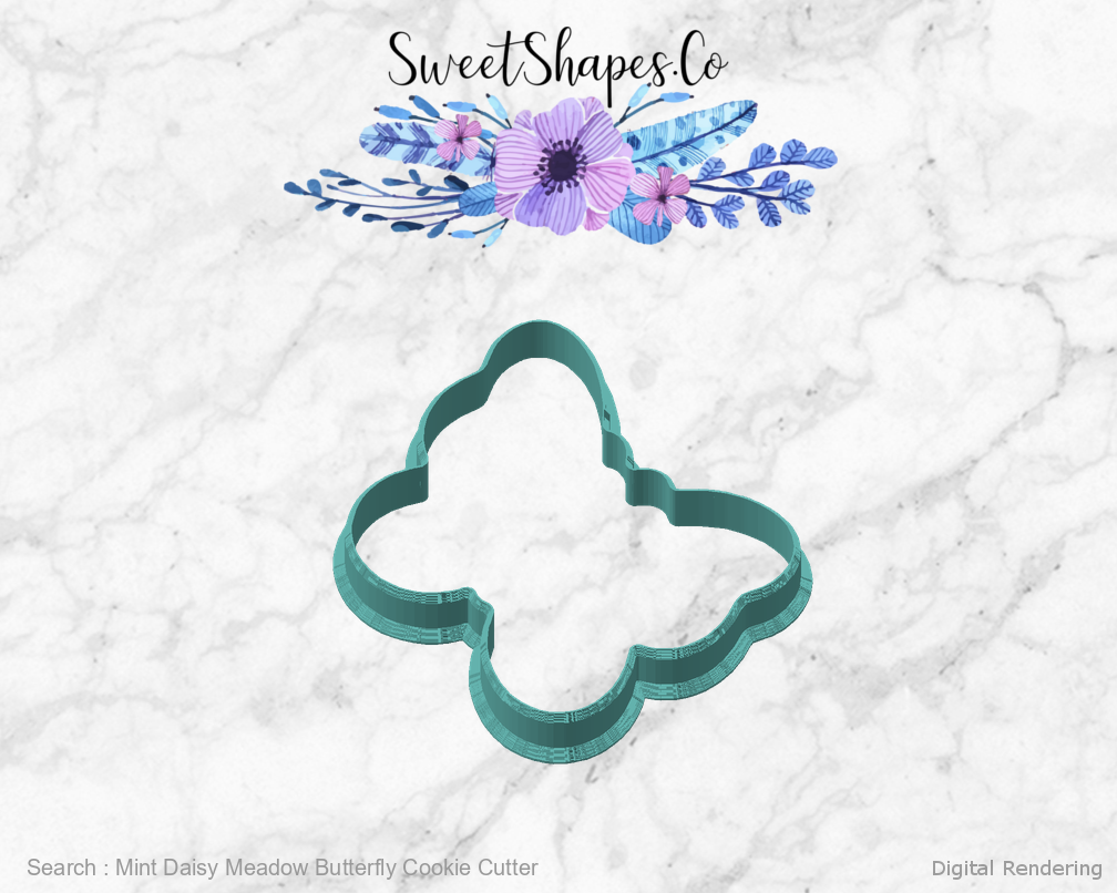 Mint Daisy Meadow Butterfly Cookie Cutter — angled front view