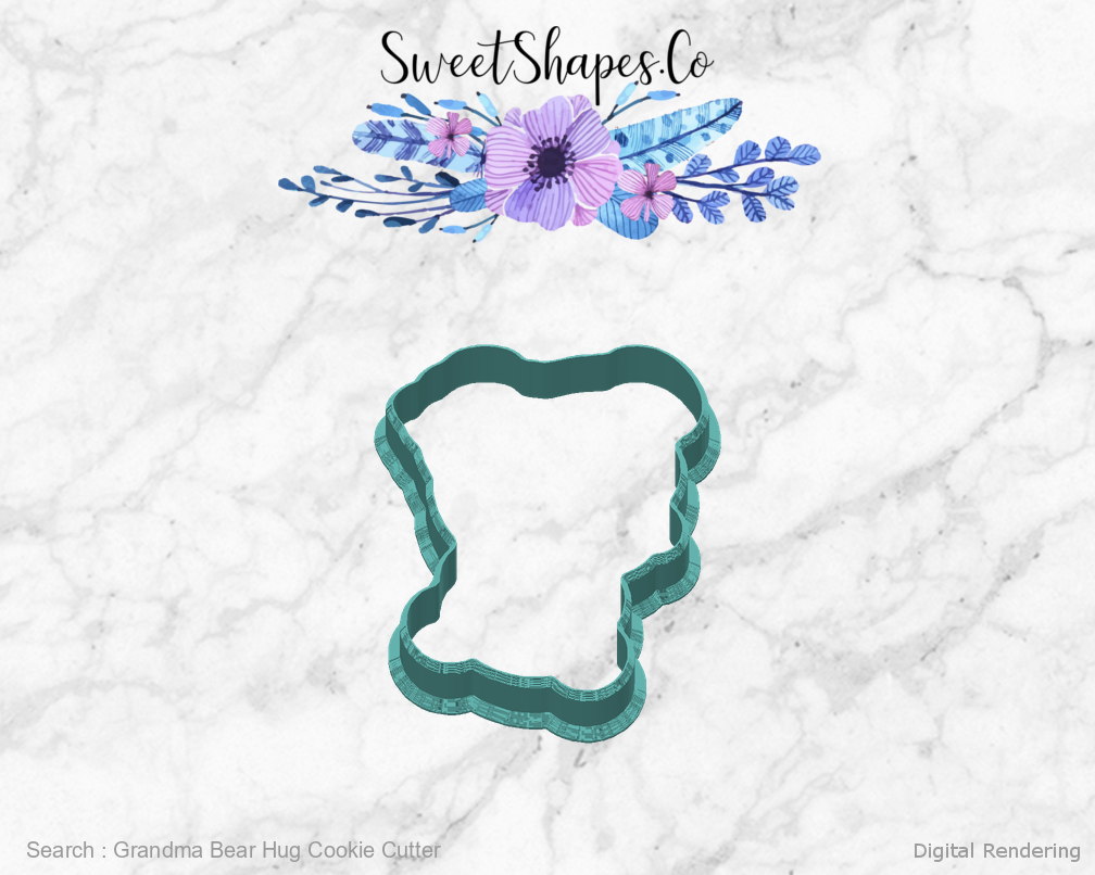 Grandma Bear Hug Cookie Cutter — back view