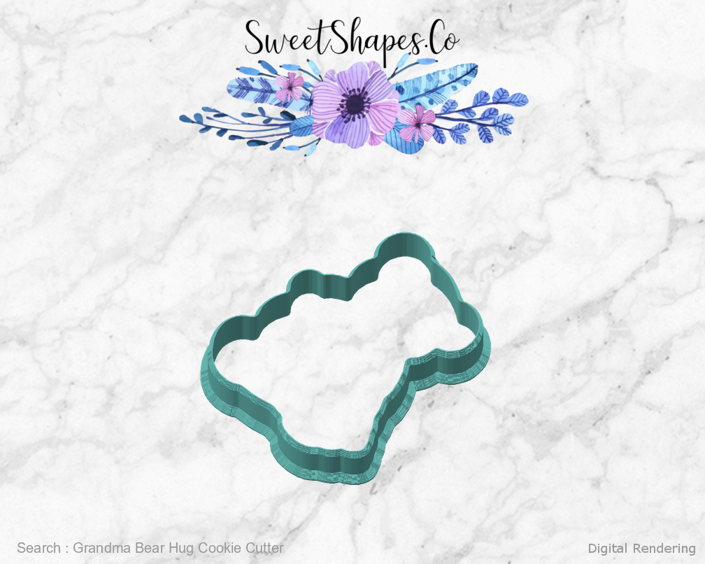 Grandma Bear Hug Cookie Cutter — angled front view