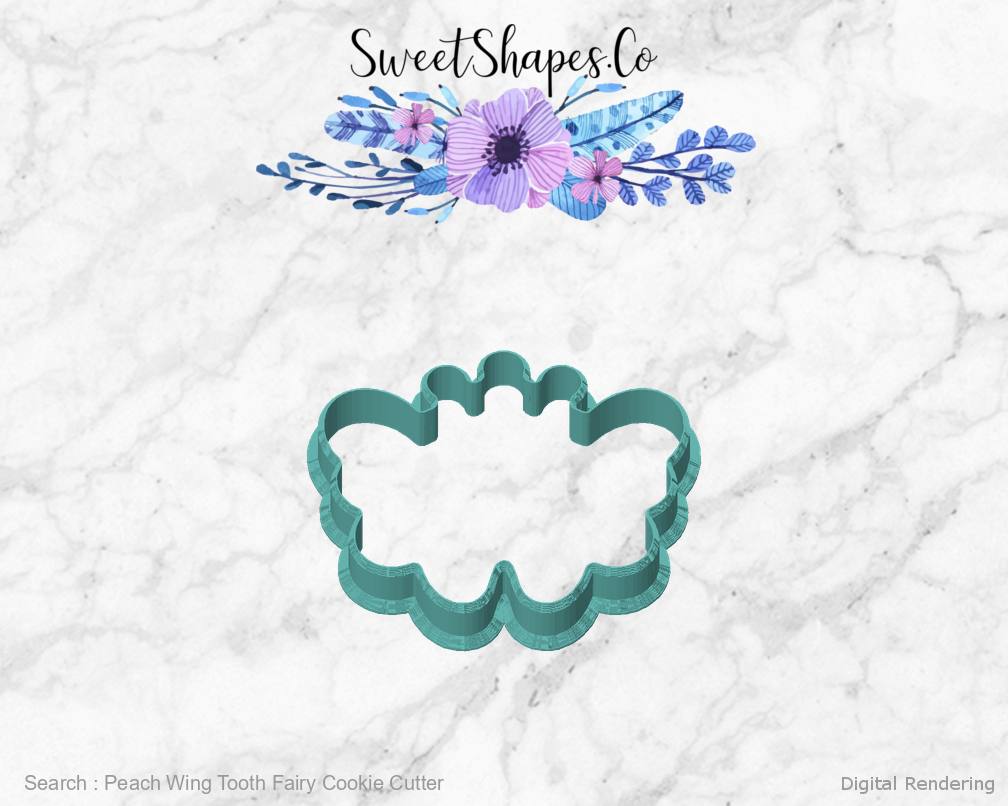 Peach Wing Tooth Fairy Cookie Cutter — front view