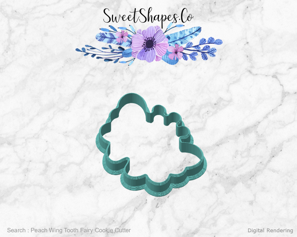 Peach Wing Tooth Fairy Cookie Cutter — angled front view