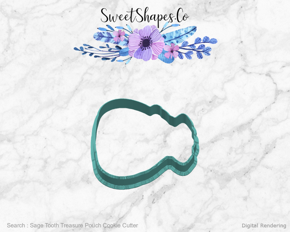 Sage Tooth Treasure Pouch Cookie Cutter — right view