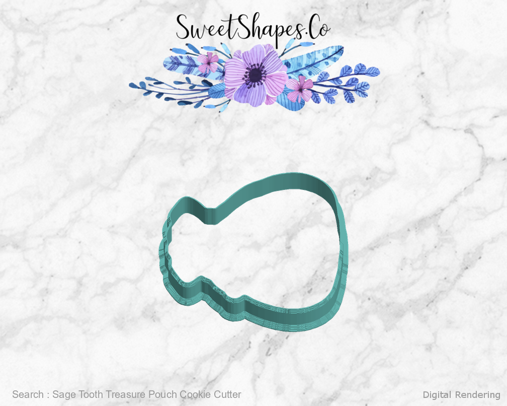 Sage Tooth Treasure Pouch Cookie Cutter — left view