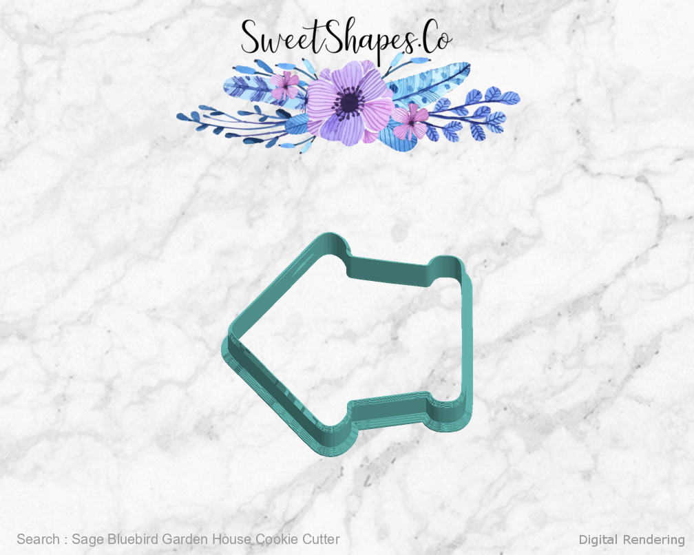 Sage Bluebird Garden House Cookie Cutter — left view