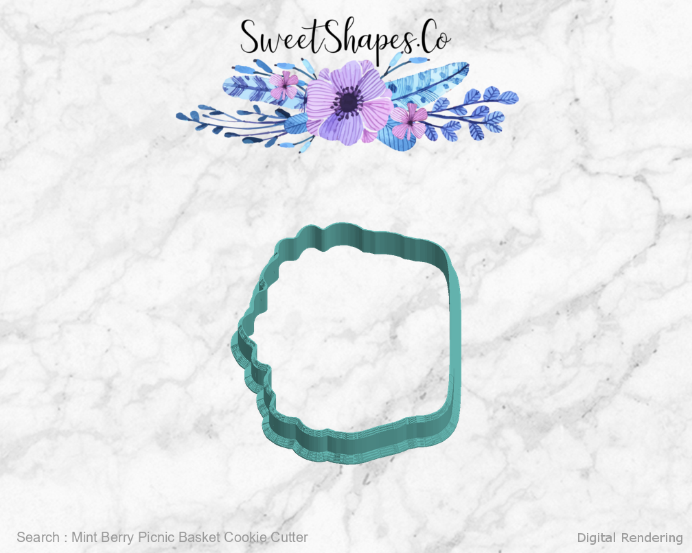 Mint Berry Picnic Basket Cookie Cutter — left view