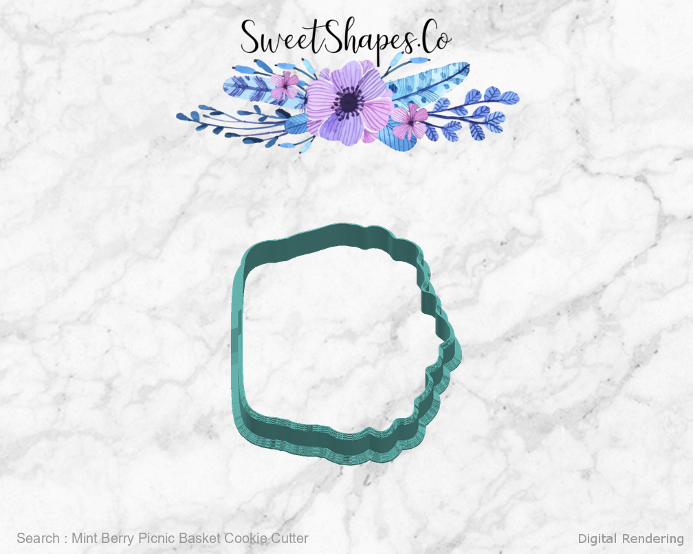 Mint Berry Picnic Basket Cookie Cutter — right view