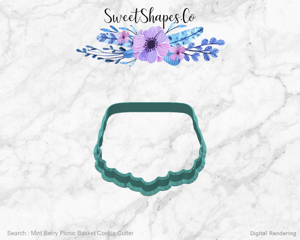 Mint Berry Picnic Basket Cookie Cutter — back view