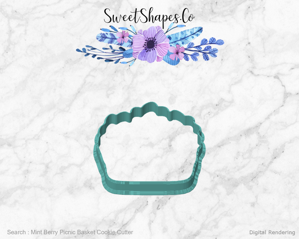 Mint Berry Picnic Basket Cookie Cutter — front view