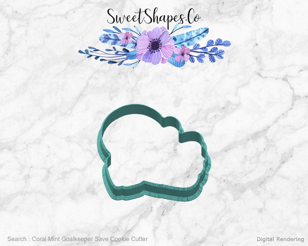 Coral Mint Goalkeeper Save Cookie Cutter — right view