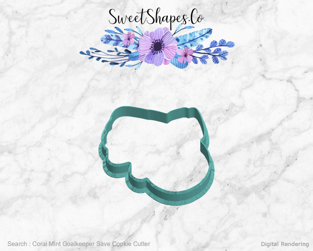 Coral Mint Goalkeeper Save Cookie Cutter — left view
