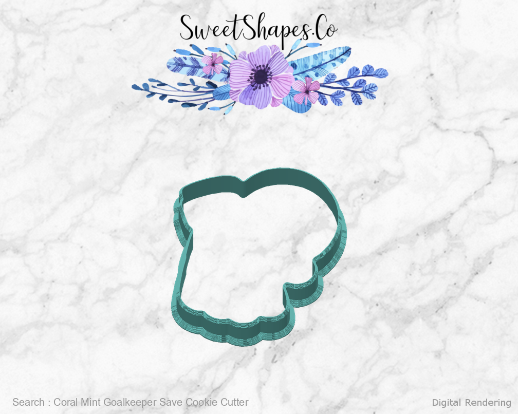 Coral Mint Goalkeeper Save Cookie Cutter — back view