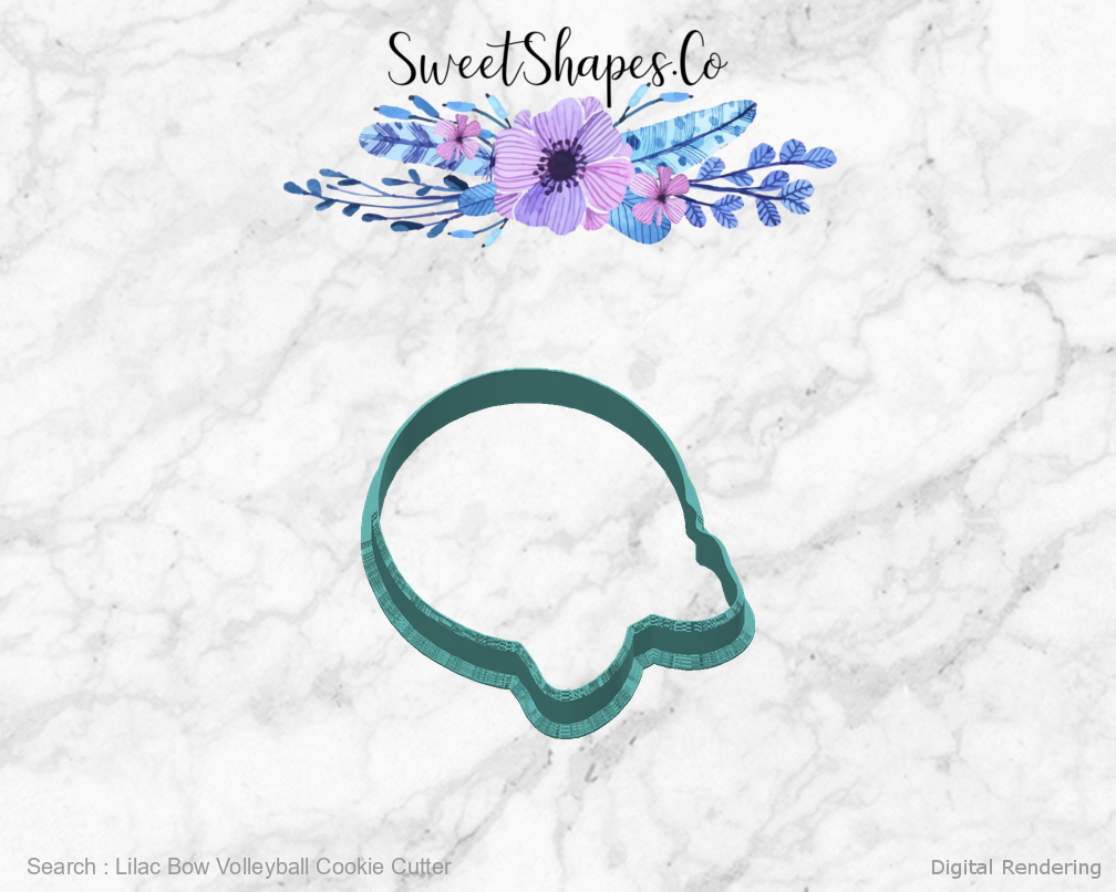 Lilac Bow Volleyball Cookie Cutter — back view