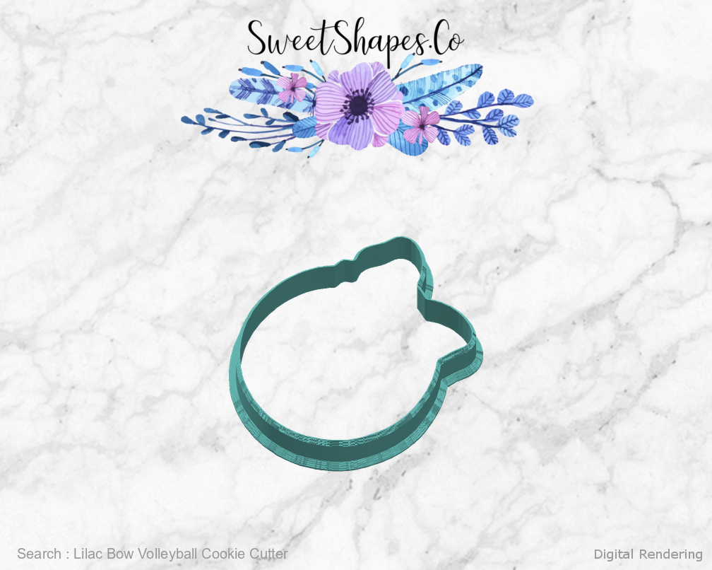 Lilac Bow Volleyball Cookie Cutter — right view