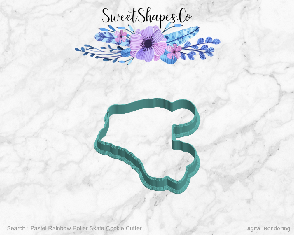 Pastel Rainbow Roller Skate Cookie Cutter — left view