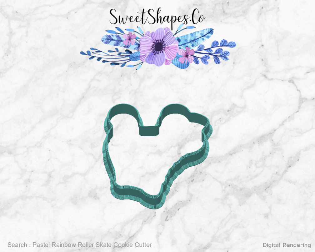Pastel Rainbow Roller Skate Cookie Cutter — back view