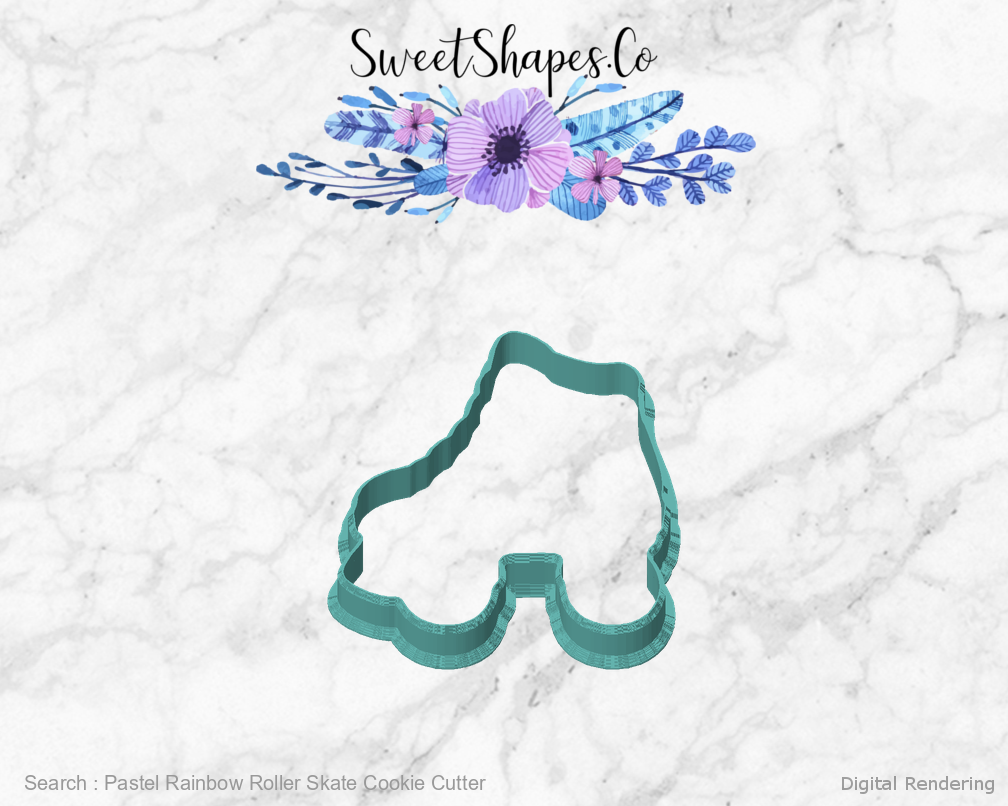 Pastel Rainbow Roller Skate Cookie Cutter — front view
