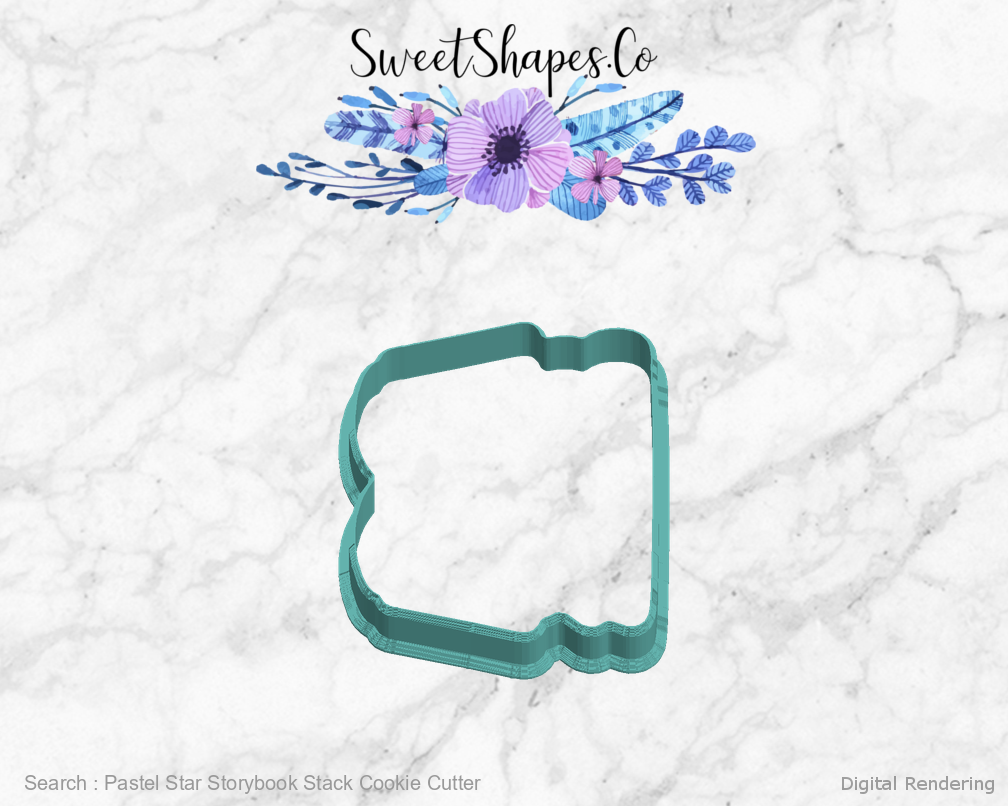Pastel Star Storybook Stack Cookie Cutter — left view
