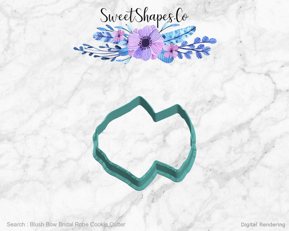 Blush Bow Bridal Robe Cookie Cutter — left view