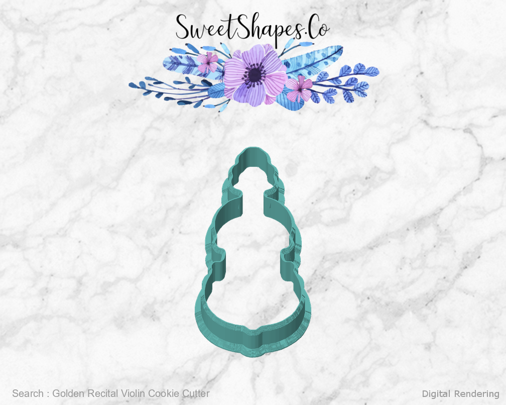 Golden Recital Violin Cookie Cutter — front view