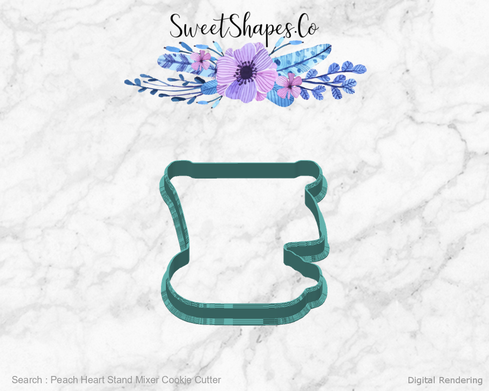 Peach Heart Stand Mixer Cookie Cutter — back view