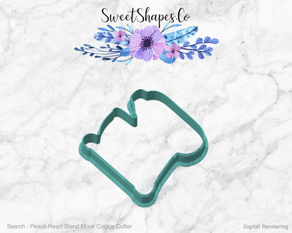 Peach Heart Stand Mixer Cookie Cutter — angled front view
