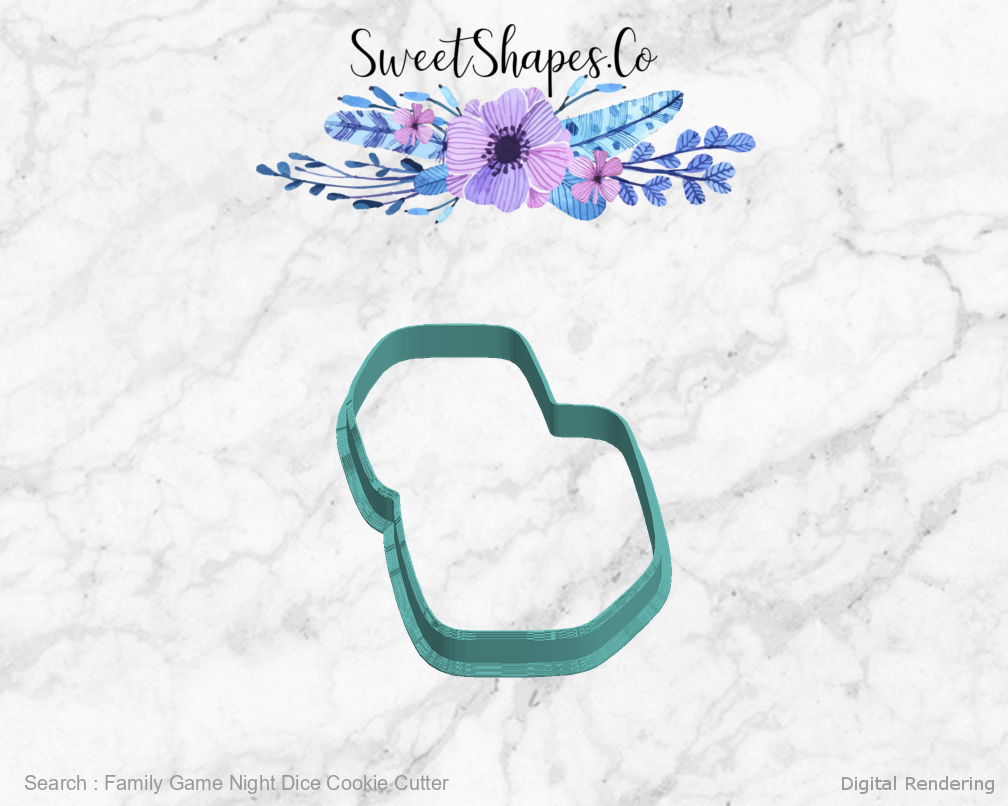 Family Game Night Dice Cookie Cutter — left view