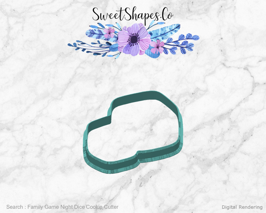 Family Game Night Dice Cookie Cutter — back view