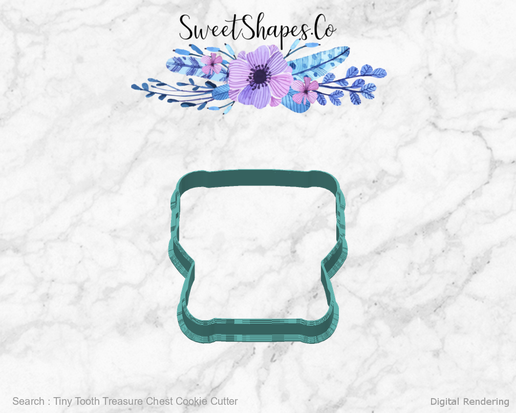 Tiny Tooth Treasure Chest Cookie Cutter — back view