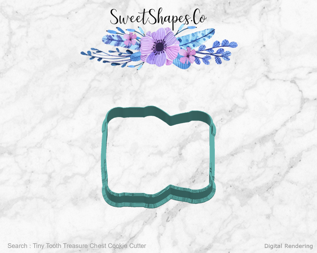 Tiny Tooth Treasure Chest Cookie Cutter — right view