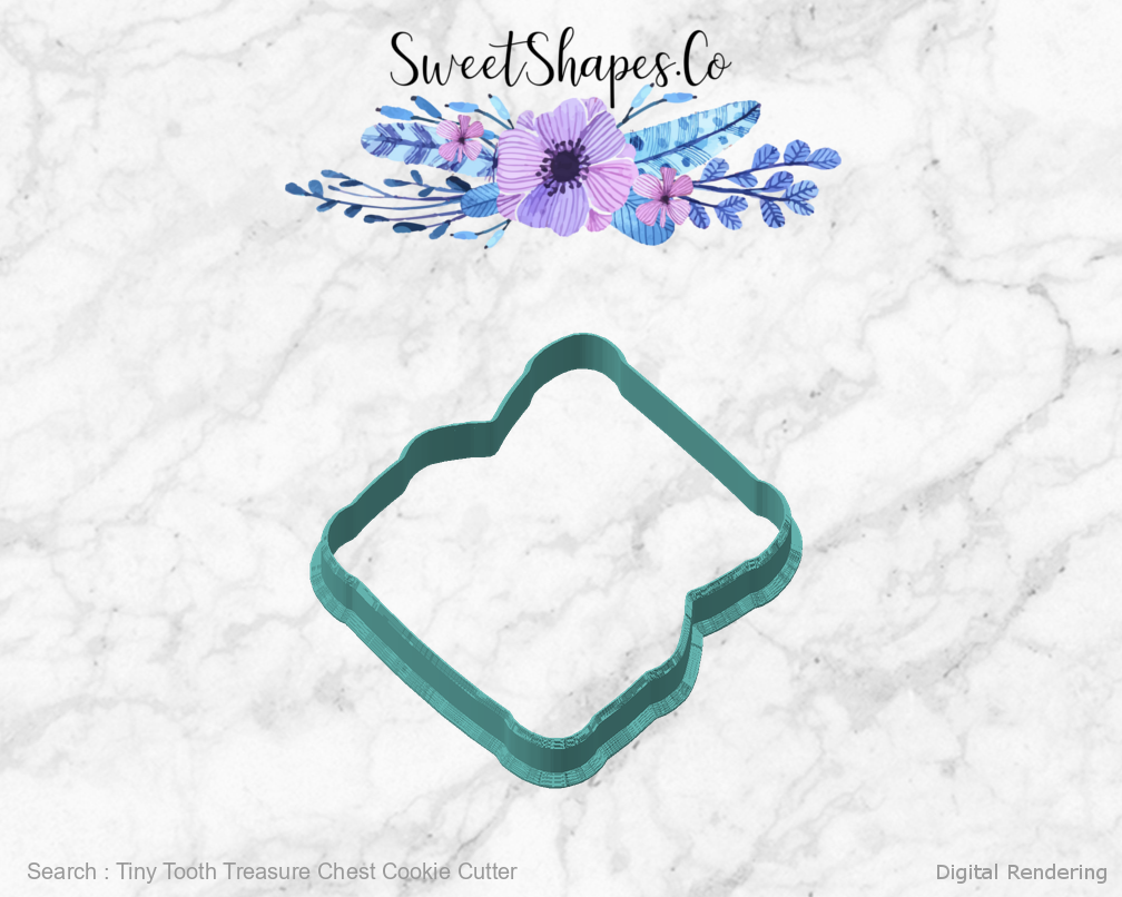 Tiny Tooth Treasure Chest Cookie Cutter — angled front view